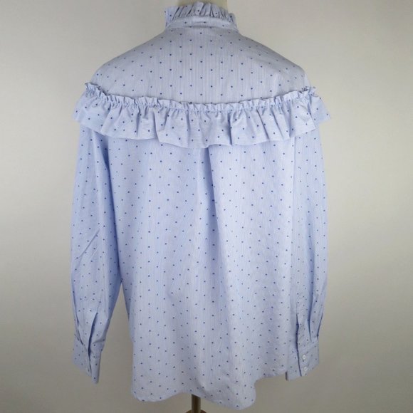 H&M Ruffled Prairie Swiss Dot Blouse Size 6 - Picture 7 of 10